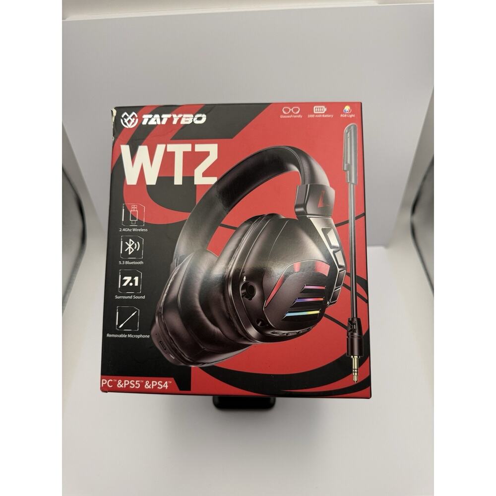 Tatybo WT2 Wireless Gaming Headset 7.1 Surround Sound RGB PC PS5 PS4 (Open Box)